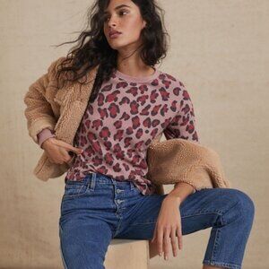 Anthropologie t.la Dolly Thermal Pink Leopard Long Sleeve T-shirt‎